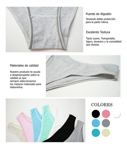 Bikini De Algodon Mujer Paquete De 12 Piezas Colores Suave
