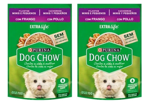 Sachê Dog Chow Para Cães Filhotes Pequenos Sabor Frango 100g