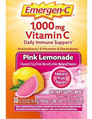 Emergen-c Polvo Vitamina C 1000 Mg Limonada Rosa 30 Sobres