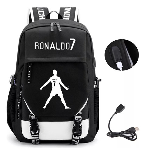 Mochila Cristiano Ronaldo Con Puerto De Carga Usb 2023