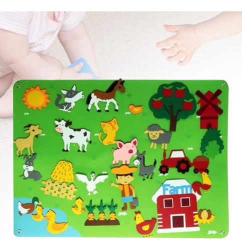 Brinquedo Sensorial Montessori Felt Busy Board Fazenda