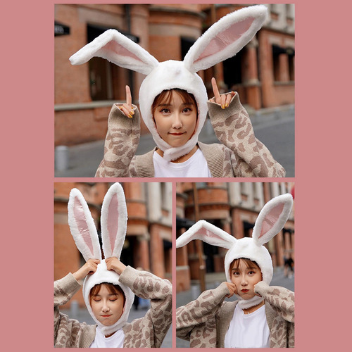 Gorro Con Orejas De Conejo Suave, Calentador De Cabeza