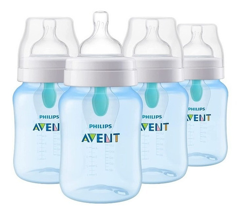 4 Teteros Philips Avent 9 Oz Anti Cólico Air Free Vent Azul