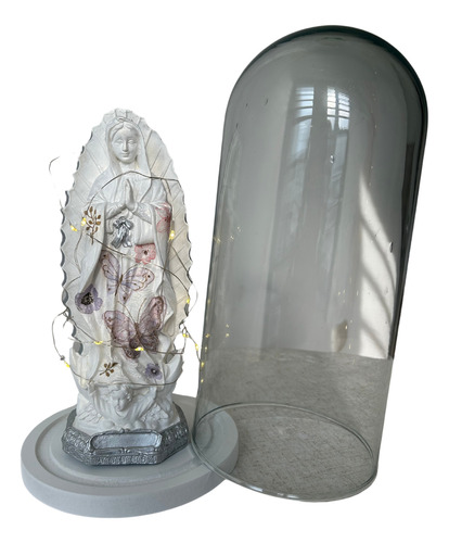 Virgen De Guadalupe Decorada En Urna De Cristal + Luces