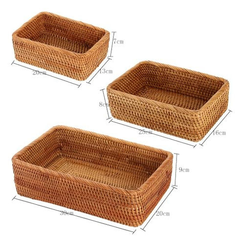 Cesta De Almacenamiento Rectangular De Ratán Para Hogar