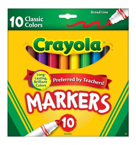 Marcadores Crayola Colores Clásicos Largos Pack X10  Febo