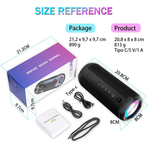 Altavoz Portátil Bluetooth 53 Con Bajo Profundo, Ip66 E De