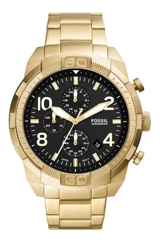 Relógio masculino Fossil Bronson Chrono Fs5877 Gold Black