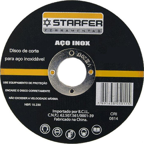 Disco De Corte Inox 9x7/8 Starfer Embalagem Kit 50 Peças