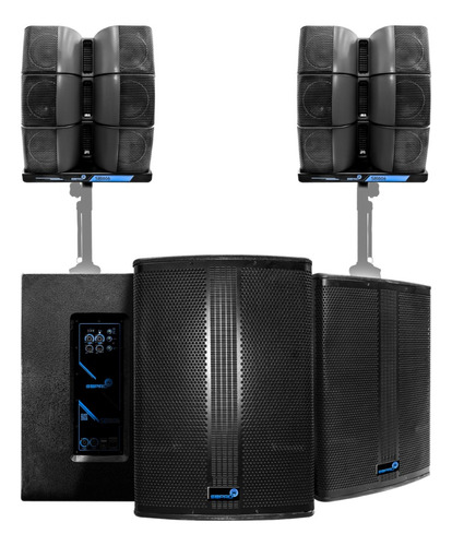 Line Array Bafle Activo Con Subwoofer Sb1806 Super Bright Color Negro