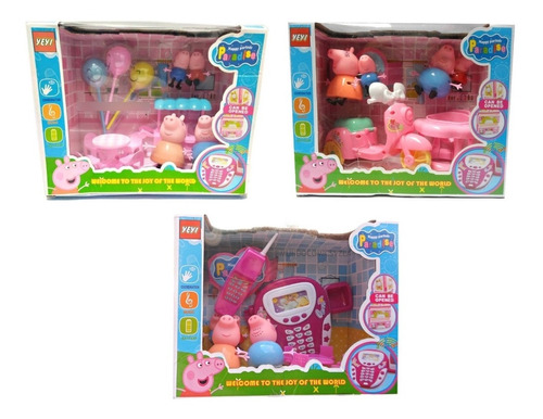 Set De Figuras Familia Peppa Pig  + Accesorios