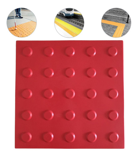 Piso Tátil Alerta Pvc 25x25 Vermelho 80 Pçs 5m Linear