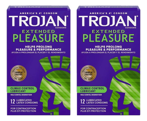 2 X Cajas De 12 Condones Trojan Extended Pleasure Retardada