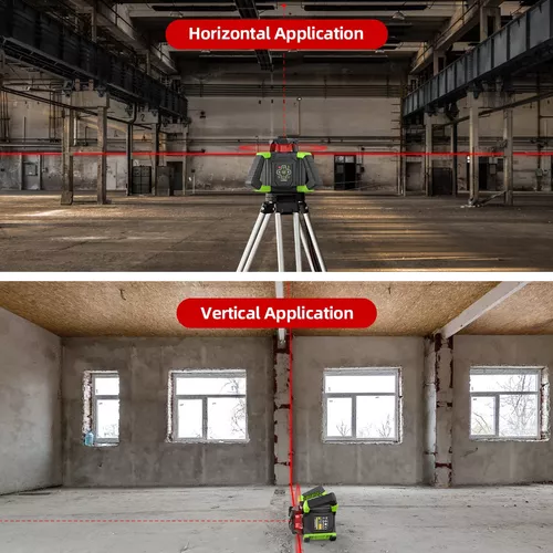 Huepar Kit de nivel láser rojo rotativo autonivelante electrónico - 360 haz  láser horizontal herramienta de nivel láser giratorio interior/exterior