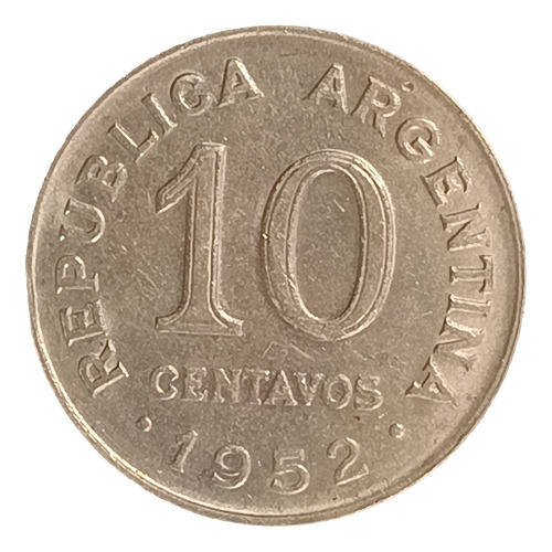 Argentina 10 Centavos 1952 Sin Circular Cj 239 Enchapado