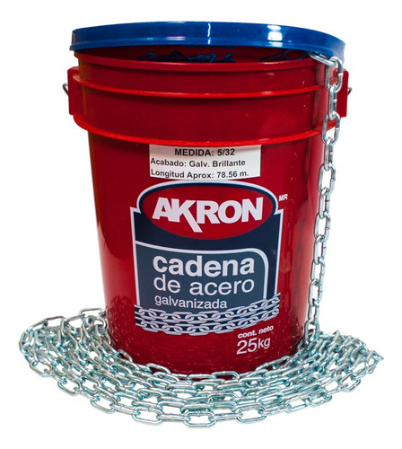 Cubeta De Cadena Akron Galv 5/32puLG Con 84m Stark 25kg Color Plateado