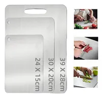 Comprar 3 Tablas De Cocina De Acero Inoxidable Para Picar Alimentos, Tablas Para Picar Cocina Con 3 Tallas, Para Diferentes Materiales Alimenticios, Resistente Duradero Anticorrosión Color Plateado