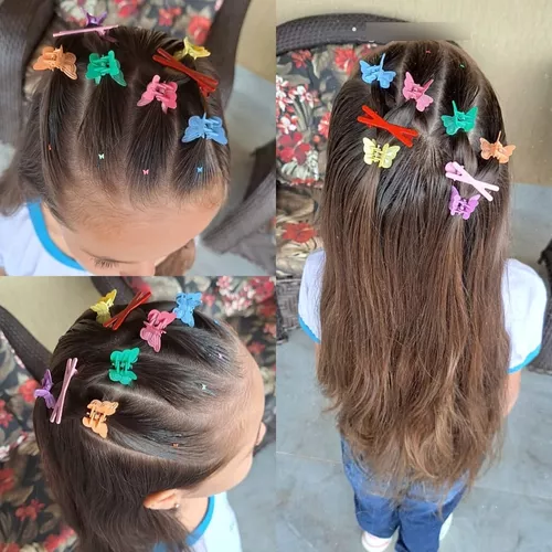 Kit 160 Itens Para Penteado Infantil Colorido Glitter + Elásticos