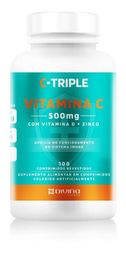 Vitamina C 500mg + Vit D200UI + Zinco 100 cápsulas C-Triple