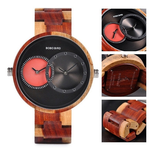 Reloj Bobo Bird R10 Unisex Original Bambú Doble Dial Lujo