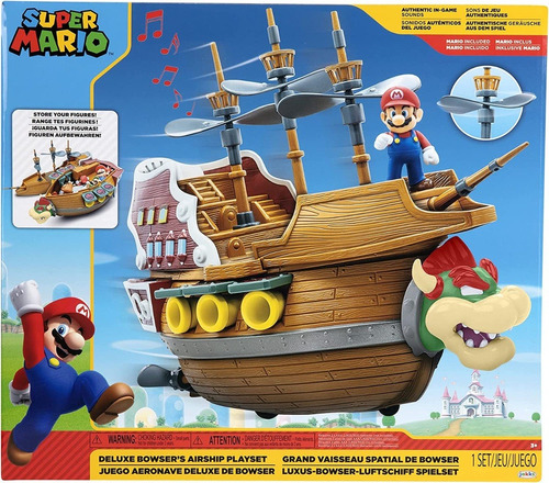 Playset Super Mario Juego Aeronave Deluxe De Bowser