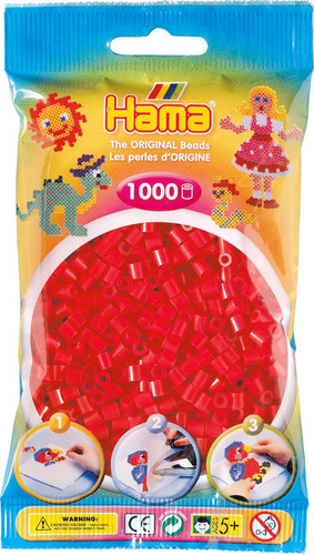 Hama Beads Midi Perler 1000 Unidades Color Rojo Pixel Art