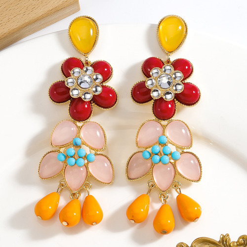 Db 2 Pendientes Colgantes De Flores De Resina De Colores