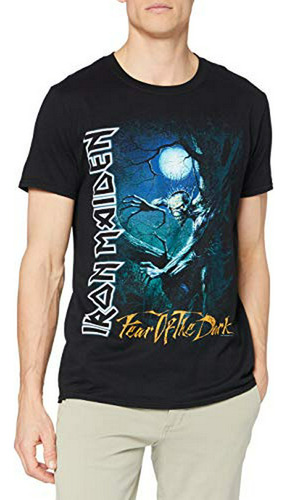 Camiseta Manga Corta Iron Maiden  Fear Of The Dark  En Negro