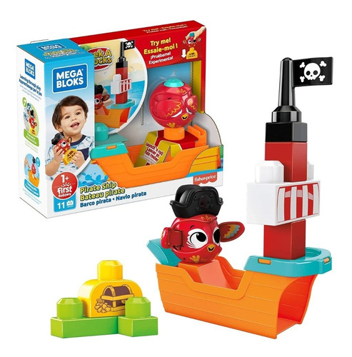 Barco Pirata Construcción Mega Bloks Peek A Blocks 11 Piezas