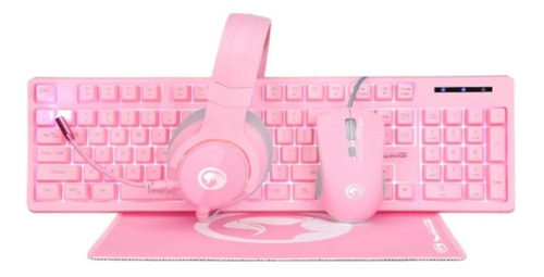 Imagen 1 de 3 de Kit de teclado y mouse gamer Marvo CM418 Inglés US de color rosa