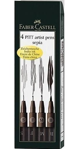 Set Pitt Artist Pens Sepia Faber Castell X 4 Microcentro