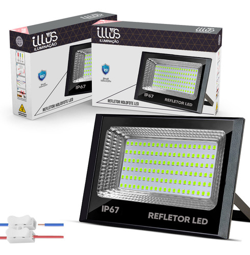 Kit 2 Refletores Flex Led 300w Cor Da Luz Verde 127/220V Ip67 Carcaça Preto Illus
