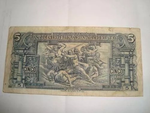Billete De Uruguay De 5 Pesos De 1939  7347535