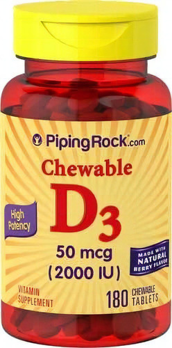 Vitamina D3 Masticable 50 Mcg 2000iu X 180 Caps Piping Rock