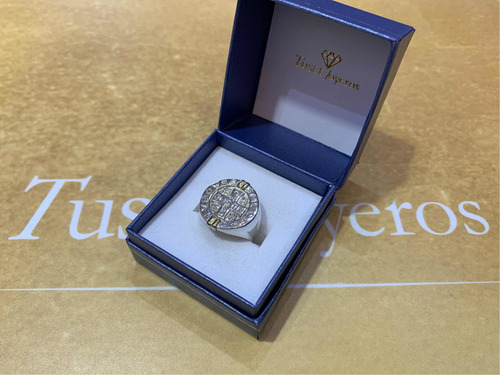 Anillo Grande San Benito En Plata 925 Y Oro. T=16. Tuset.