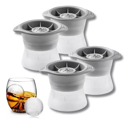 Kit 4 Formas De Gelo Redonda Esfera Grande Para Drink Whisky