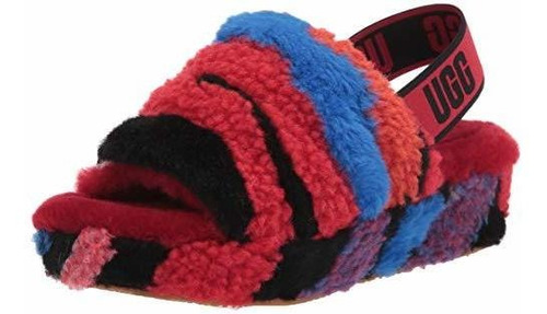 Ugg Women's Fluff Yeah Slide Cali Collage Slipper, Red, 10