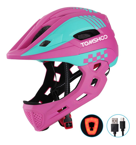 Tomshooh Casco Integral De Bicicleta Para Niños Casco De