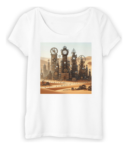 Remera Mujer Ciudad Mecanica Duna Engranaje Reloj M4