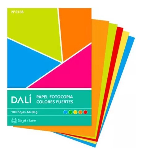 Dali Papel Fotocopia Y Manualidades Colores Fuertes 100 Hojas A4