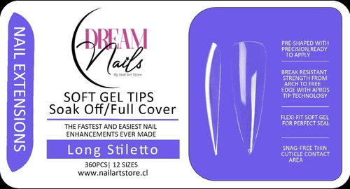 Soft Gel Tips Soak Off Full Cover / Long Stiletto