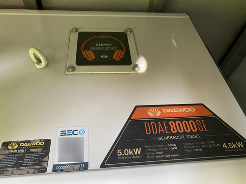 Generador A Diesel Eléctrico 5kw 4 Tiempos Daewoo Ddae8000se (Usado)
