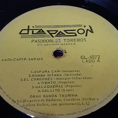 Sin Tapa Disco Gran Banda Taurina Pasodobles Toreros Cl0