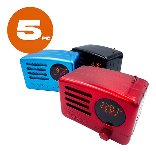 5pzs Bocina Radio Bluetooth Vintage Recargable Usb Portatil