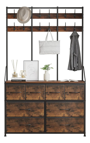 Armario Closet Ropero Portátil Minimalista Con 8 Cajones Marrón