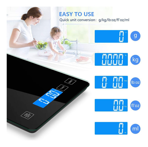 Báscula Digital De Cocina, 15kg/33lb Usb Balanza Alimentos