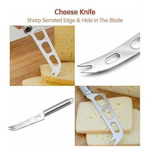 Juego De 4 Cuchillos De Queso Para Pizza De Acero Inoxidable