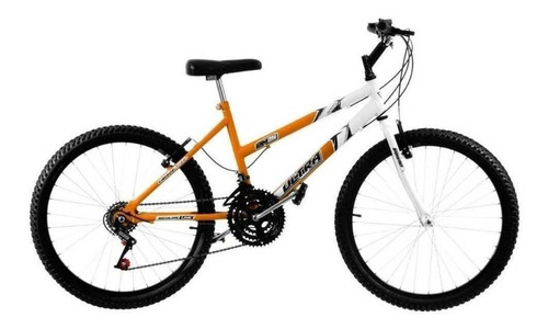 Bicicleta  de passeio Ultra Bikes Bike Aro 24 bicolor 18 marchas freios v-brakes cor laranja/branco