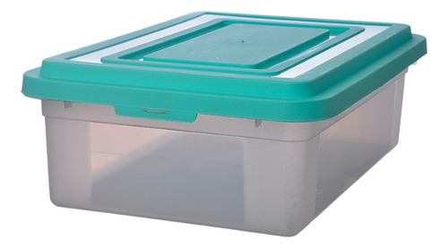 Caja Organizadora Plastica Resistente Tapa 36 Litros Color Transparente/verde