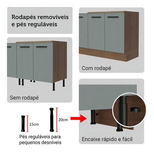 Armário De Cozinha Completa 340cm Agata Madesa 01 Cor Rustic/cinza